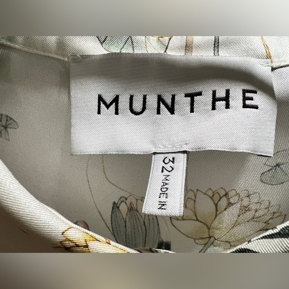 MUNTHE Silk Button Down Botanical Lotus Crane Shirt - Picture 5 of 8